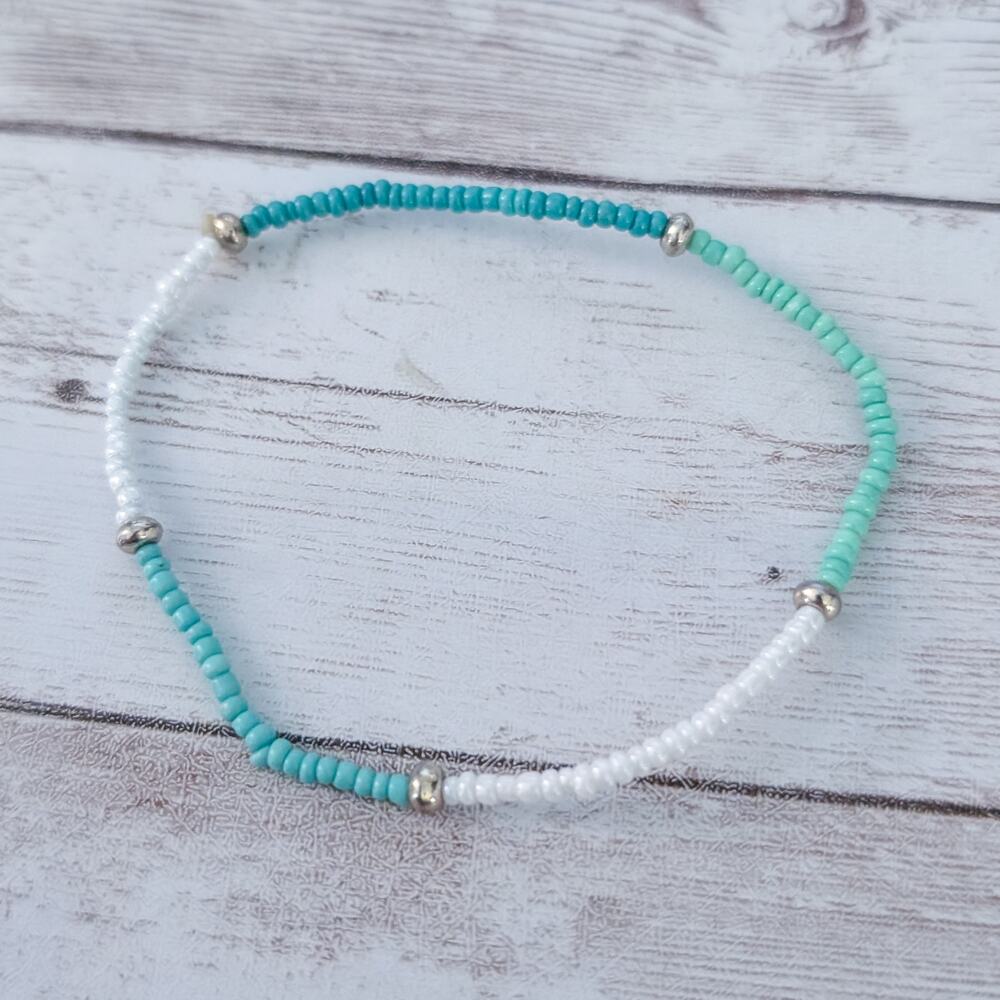 Green/Teal Tones Thin and Dainty Stretch Bracelet